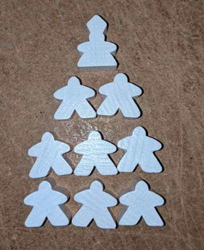 White Carcassonne Extra Player Set 8 meeples and an Abbot